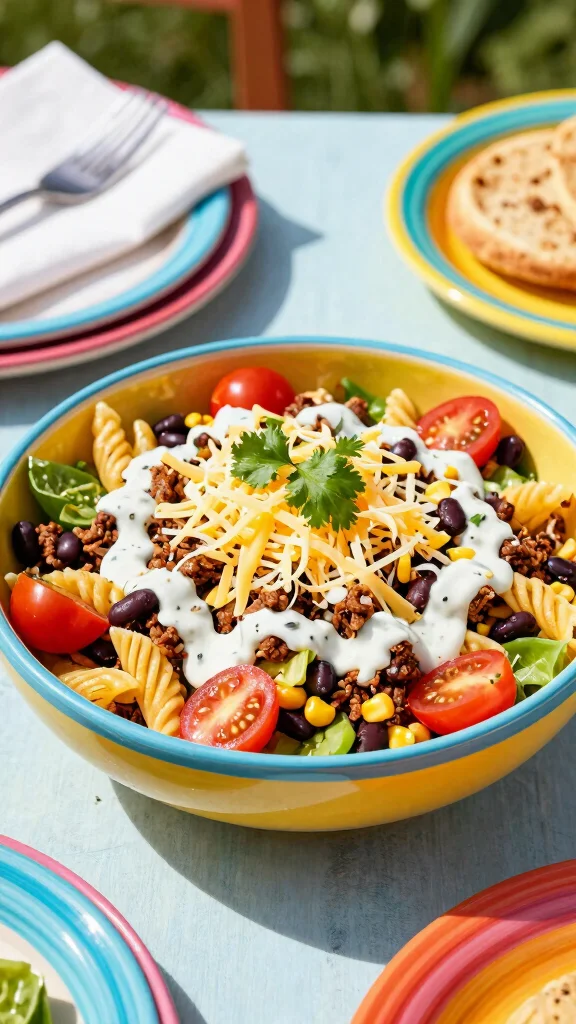 15 Cold Pasta Salad Recipes Perfect for Picnics, Potlucks, and Meal Prep - 5. Taco Pasta Salad