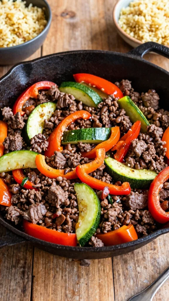 15 Easy Ground Beef Recipes for Dinner Your Family Will Ask For Again and Again - 8. Beef and Vegetable Skillet