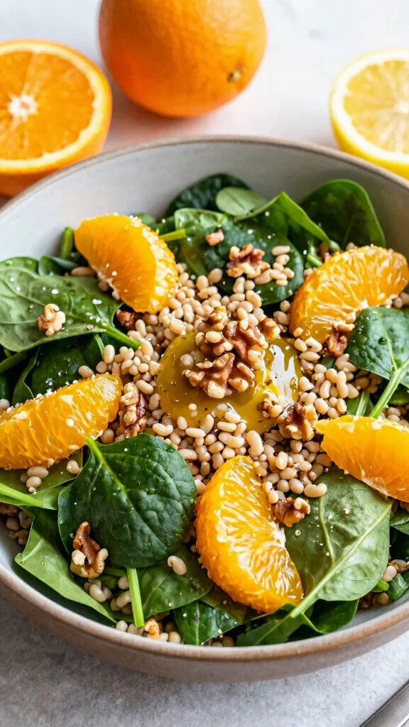 15 Salads for Dinner: Fresh, Filling Recipes That Eat Like a Full Meal - 3. Spinach & Farro Salad with Citrus Vinaigrette