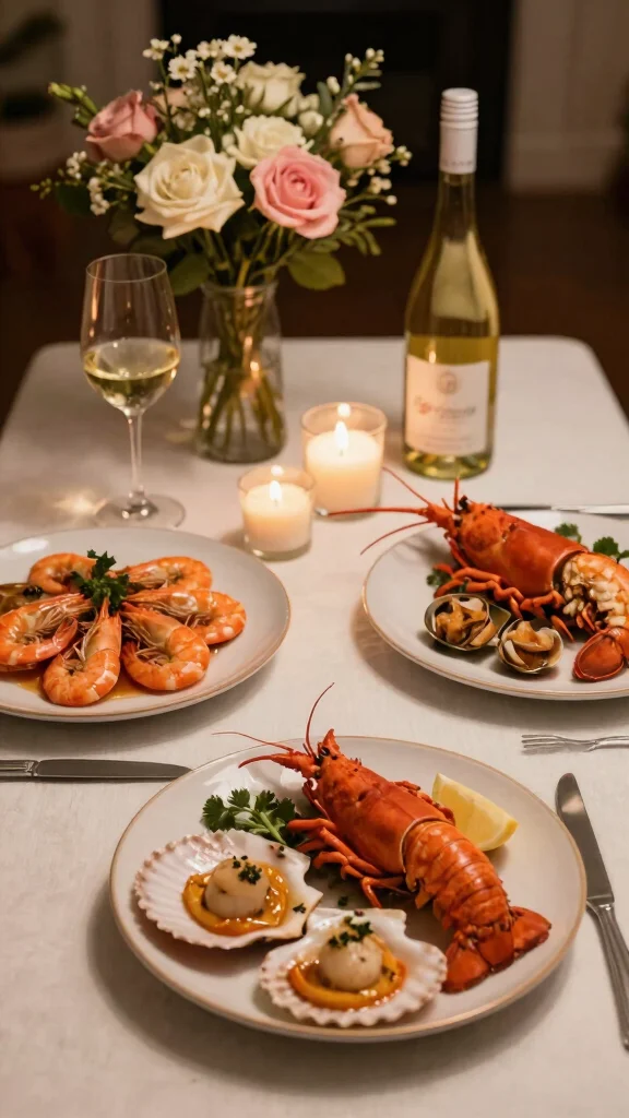 17 Aesthetic Seafood Boil Recipes & Stunning Serving Ideas for Your Next Feast - 15. Romantic Seafood Dinner for Two