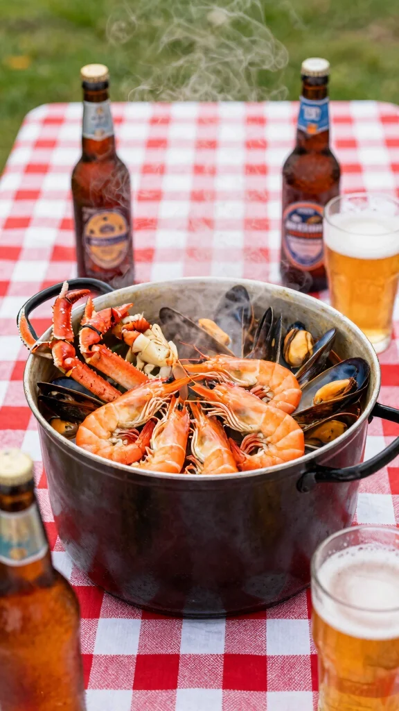 17 Aesthetic Seafood Boil Recipes & Stunning Serving Ideas for Your Next Feast - 7. Beer-Infused Seafood Boil