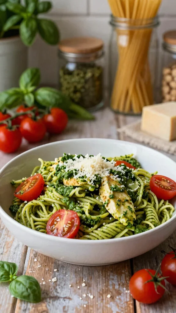 17 Fast, Easy Dinner Recipes for Family Nights (Ready in 30 Minutes or Less) - 13. Pesto Chicken Pasta