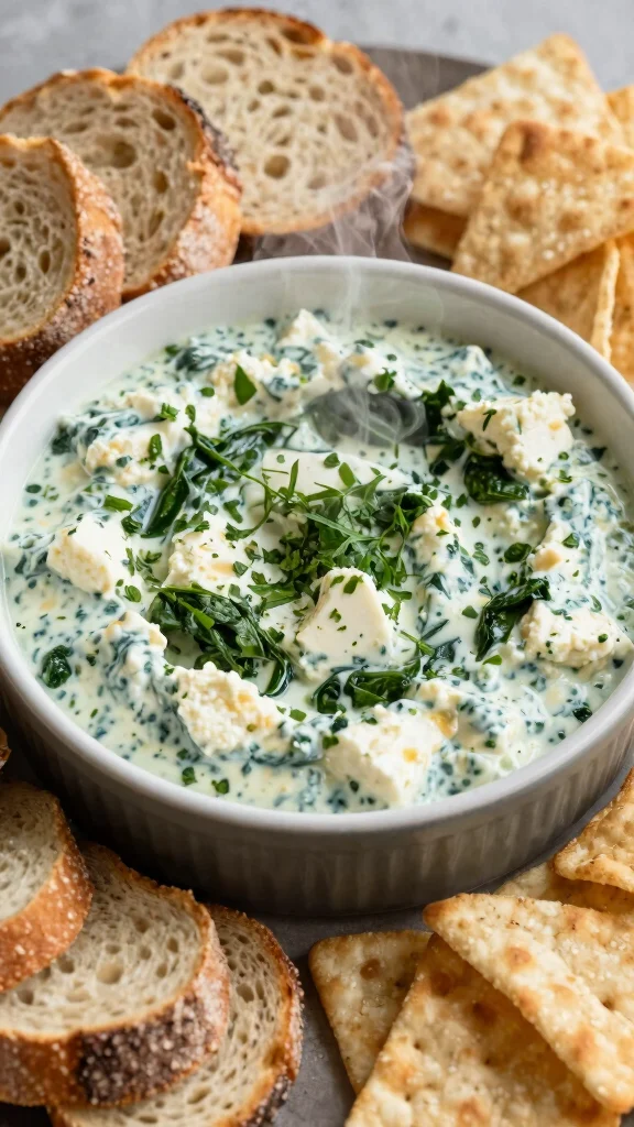 17 Hot Dip Recipes That Will Be the First Thing Gone at Every Party - 15. Feta and Spinach Warm Dip