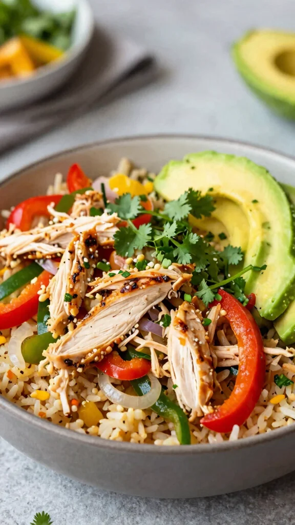18 Healthy Crock Pot Meals You Can Set, Forget and Feel Great About - 16. Chicken Fajita Bowls