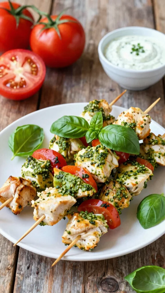 19 Chicken Breast Recipes for Dinner That Are Anything but Boring - 8. Pesto Chicken Skewers