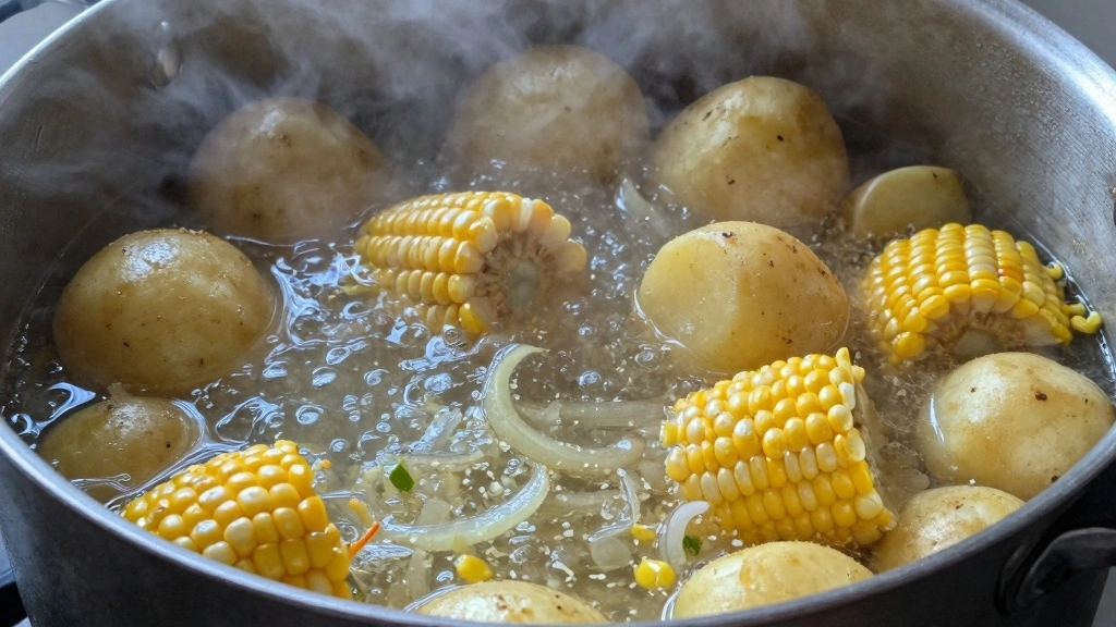 How to Make the Perfect Seafood Boil at Home: A Step-by-Step Guide - Step 4: Add the Corn and Onions