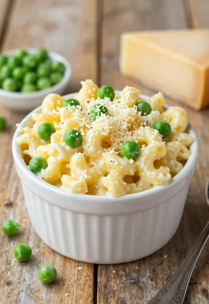 17 Cup Mac and Cheese Recipes for One - 13. Mac and Cheese with Parmesan and Peas 1
