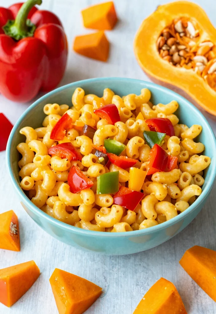 17 Vegan Butternut Squash Mac and Cheese Recipes for Family Comfort - Vegan Butternut Squash Mac and Cheese with Bell Peppers 1