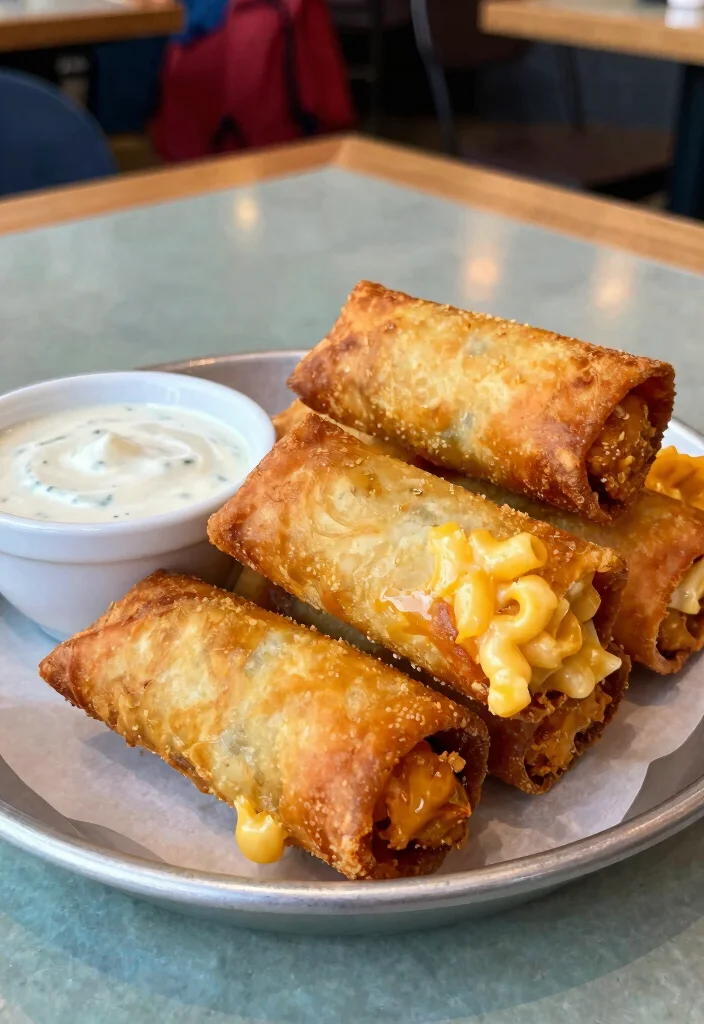 18 Buffalo Chicken Dip Mac and Cheese Ideas for Game Day - 10. Buffalo Chicken Mac and Cheese Spring Rolls 1