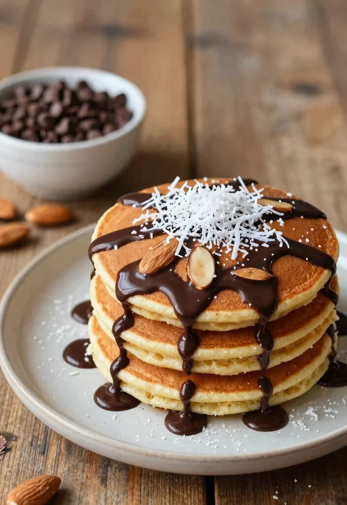 18 Easy Pancake Mix Recipes You Can Make at Home Anytime - 12. Almond Joy Pancakes 1