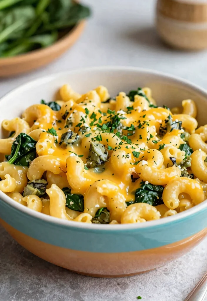 18 Healthy Mac and Cheese Recipes Under 400 Calories - 12. Spinach and Artichoke Mac and Cheese 1