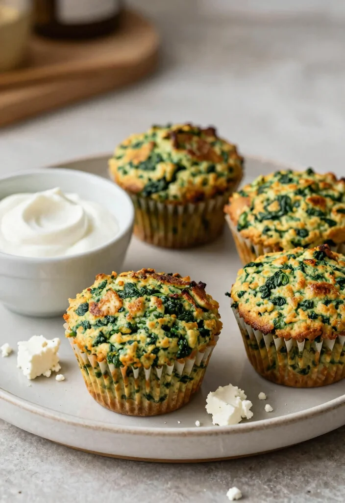 18 High Protein Pancake Muffins for Healthy Grab and Go Snacks - 17. Savory Spinach Feta Protein Pancake Muffins 1