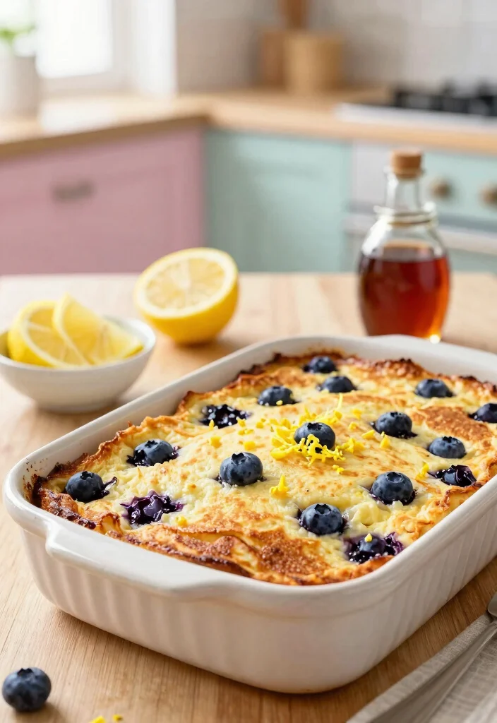 18 Pancake Casserole Breakfast Recipes for Easy Family Mornings - 1. Blueberry Lemon Pancake Casserole 1