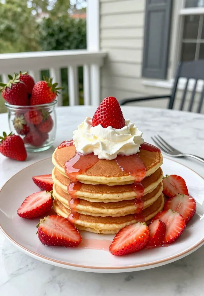 18 Pancake Recipes for Two for Easy Cozy Breakfasts - 10. Strawberry Shortcake Pancakes 1