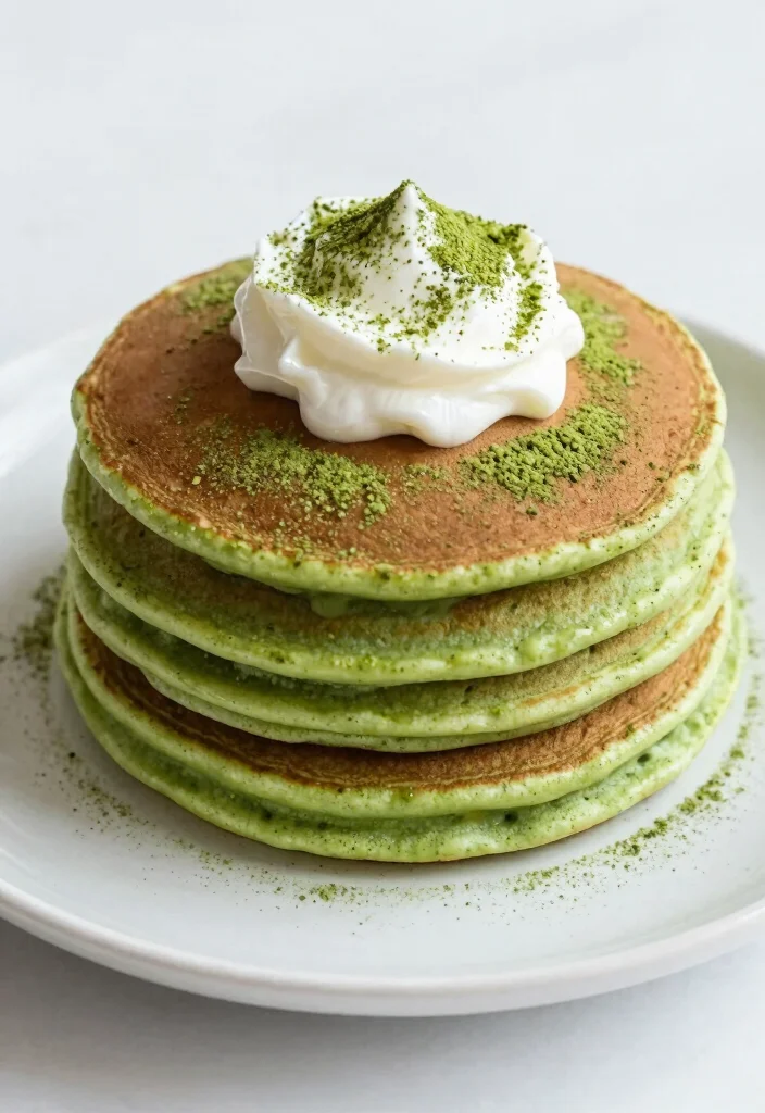 18 Pancake and Waffle Mix Recipes for Soft, Crispy Results - 11. Matcha Green Tea Pancakes 1