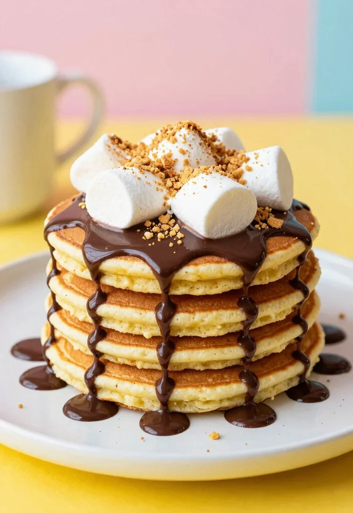 18 Pancake and Waffle Mix Recipes for Soft, Crispy Results - 15. S'mores Pancakes 1