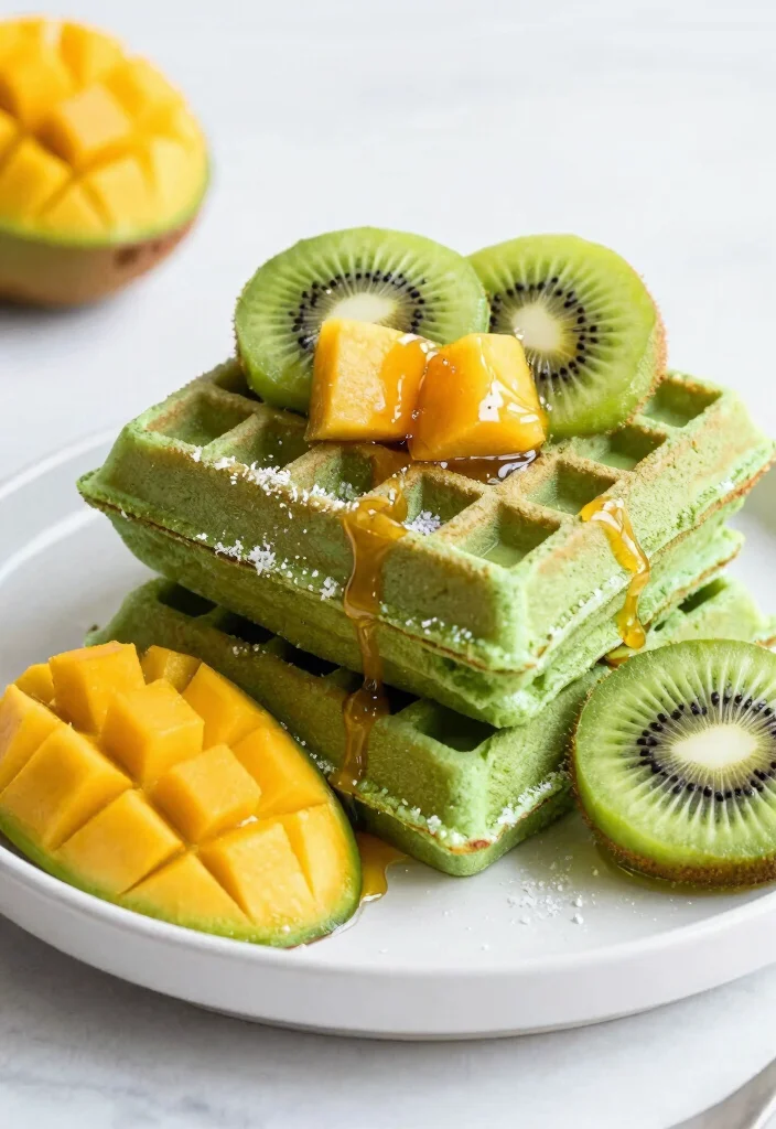 18 Pancake and Waffle Mix Recipes for Soft, Crispy Results - 16. Matcha Coconut Waffles 1