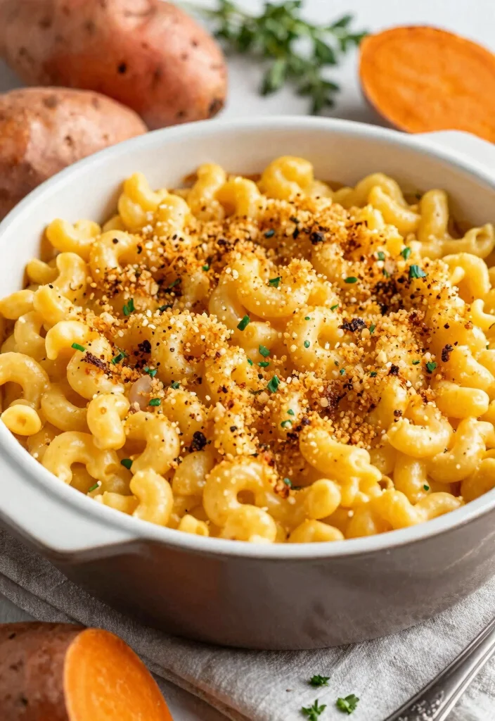 18 Vegan Baked Mac and Cheese Ideas - 10. Vegan Mac and Cheese with Sweet Potatoes 1