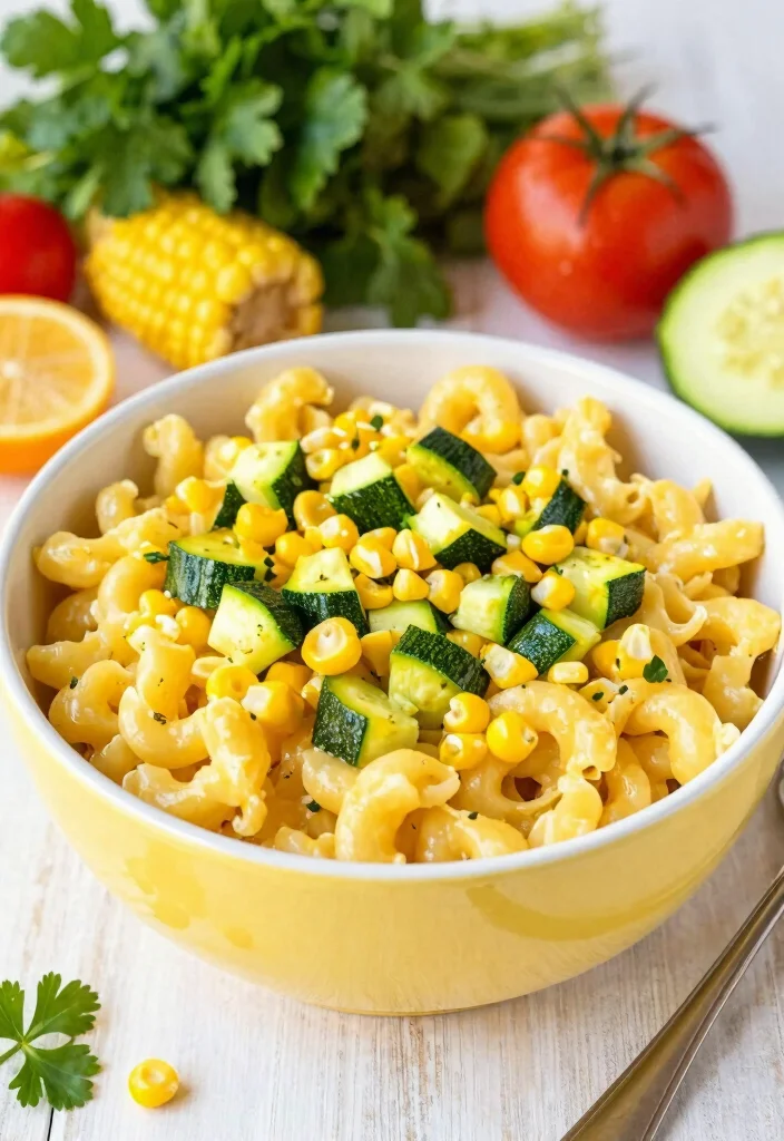 18 Vegan Baked Mac and Cheese Ideas - 14. Vegan Mac and Cheese with Zucchini and Corn 1