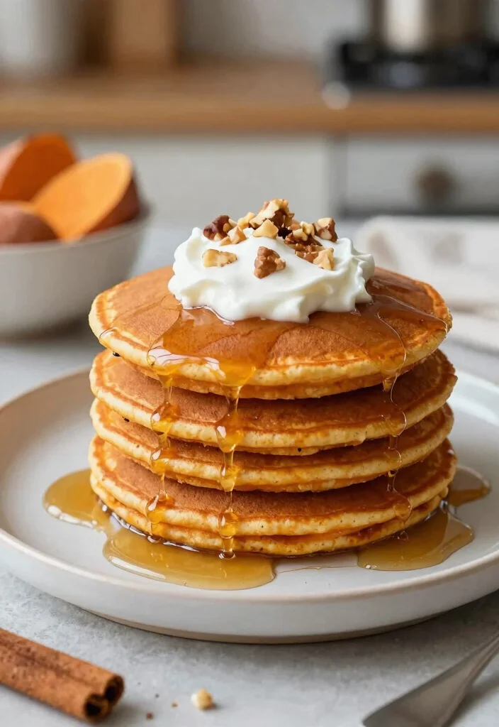 18 Vegan Pancake Recipes That Are Soft, Fluffy, and Egg Free - 13. Sweet Potato Vegan Pancakes 1