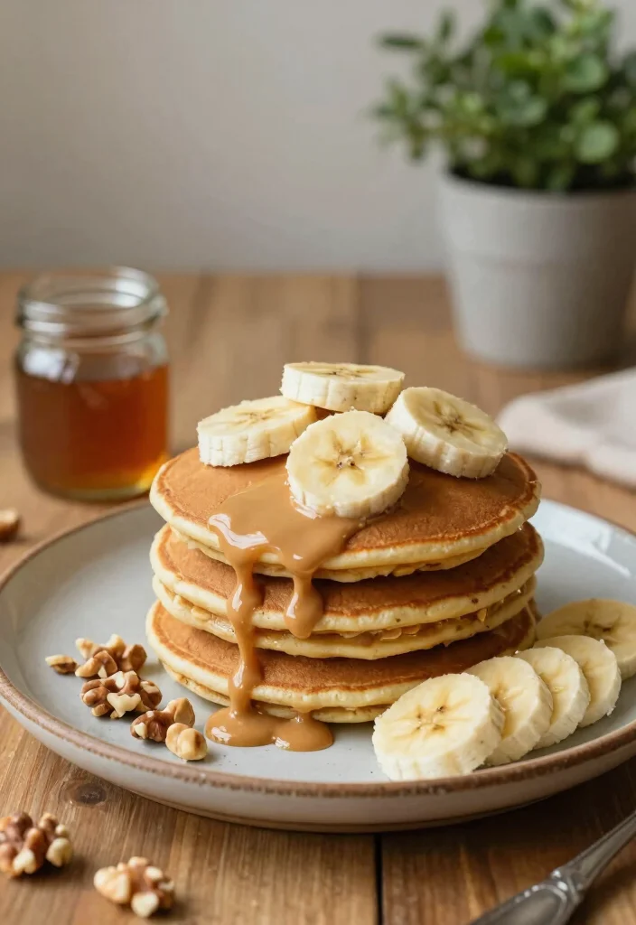 18 Vegan Pancake Recipes That Are Soft, Fluffy, and Egg Free - 6. Peanut Butter Banana Pancakes 1