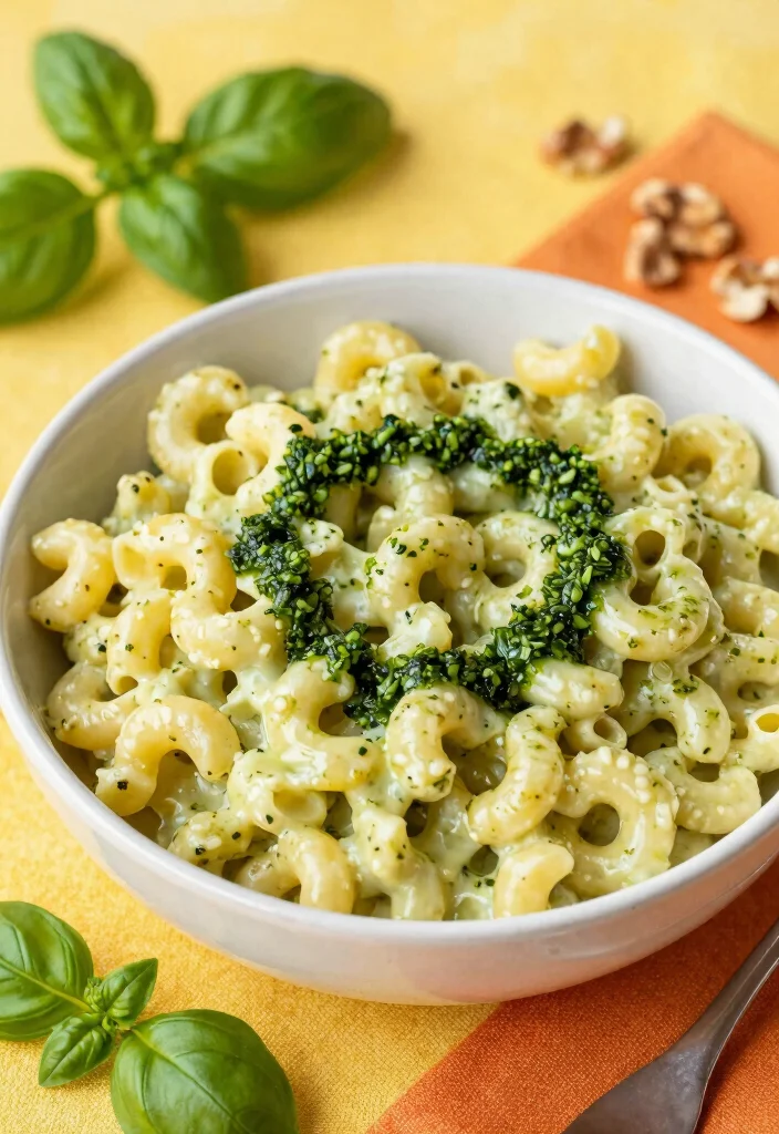 19 Easy Vegan Mac and Cheese Recipes (5 Ingredients) - 12. Vegan Cheesy Pesto Mac and Cheese 1