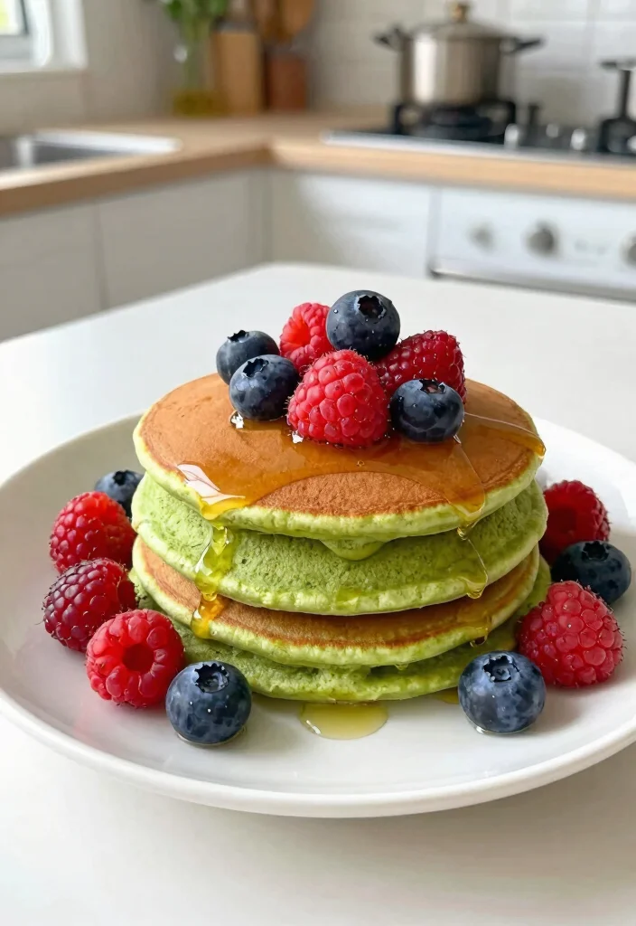 19 Gluten Free Pancake Recipes That Taste Just Like Classic Pancakes - 12. Matcha Green Tea Pancakes 1