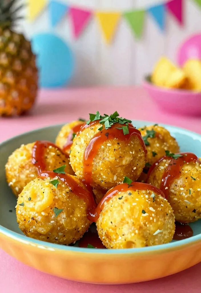19 Gourmet Mac and Cheese Balls with International Flavors - 11. Sweet and Spicy Pineapple Mac and Cheese Balls 1