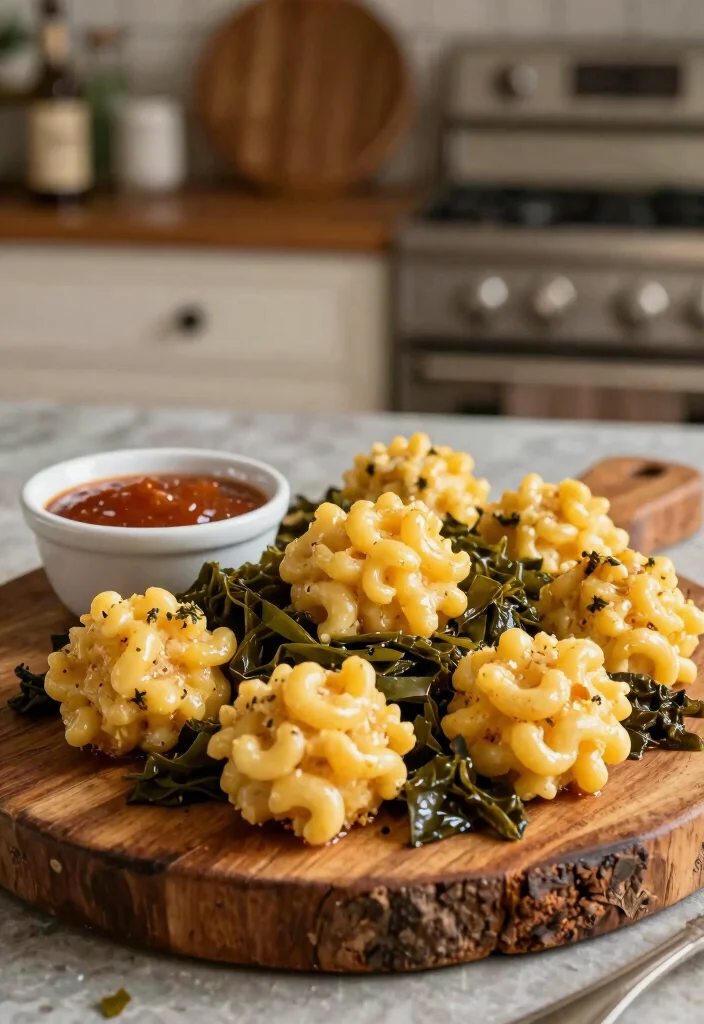 19 Gourmet Mac and Cheese Balls with International Flavors - 9. Southern Style Mac and Cheese Balls with Collard Greens 1