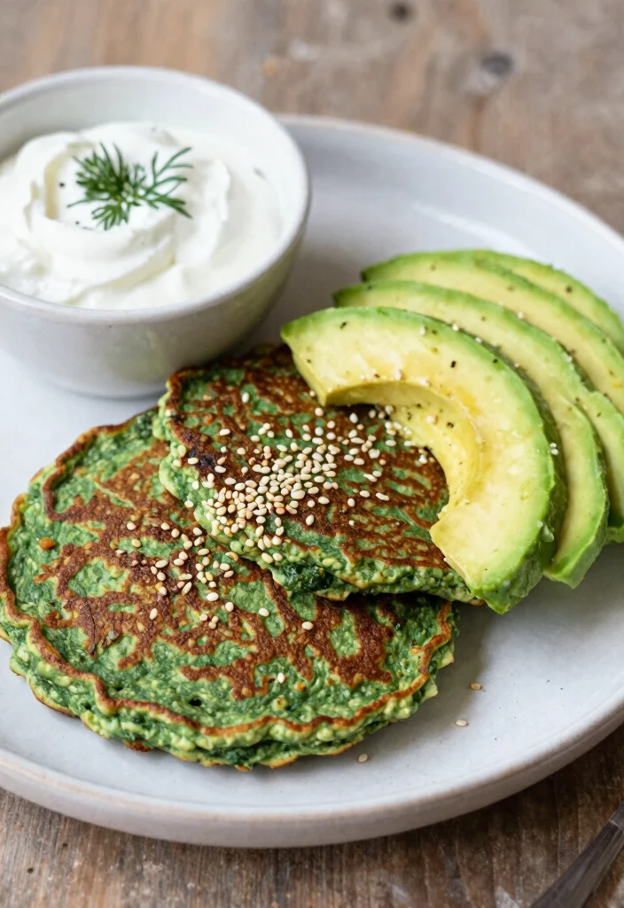 19 Healthy Protein Pancake Recipes That Taste Amazing - 7. Savory Spinach Protein Pancakes 1