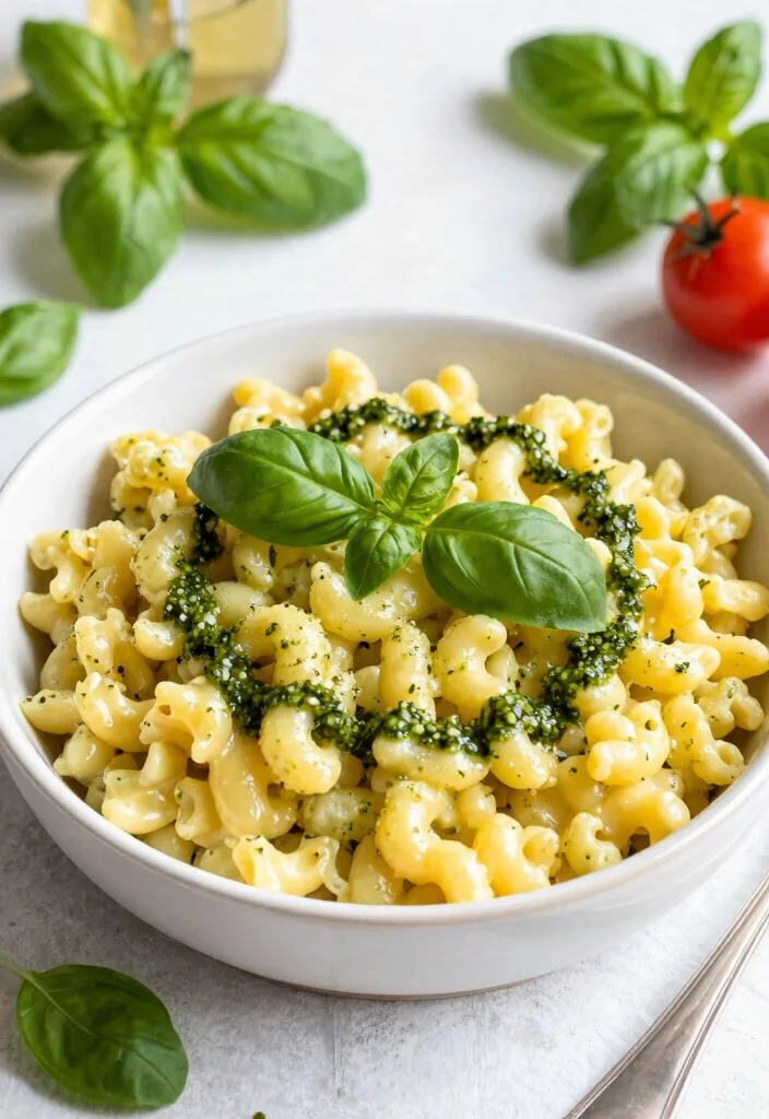 19 Keto Cauliflower Mac and Cheese Variations - 8. Pesto Cauliflower Mac 1