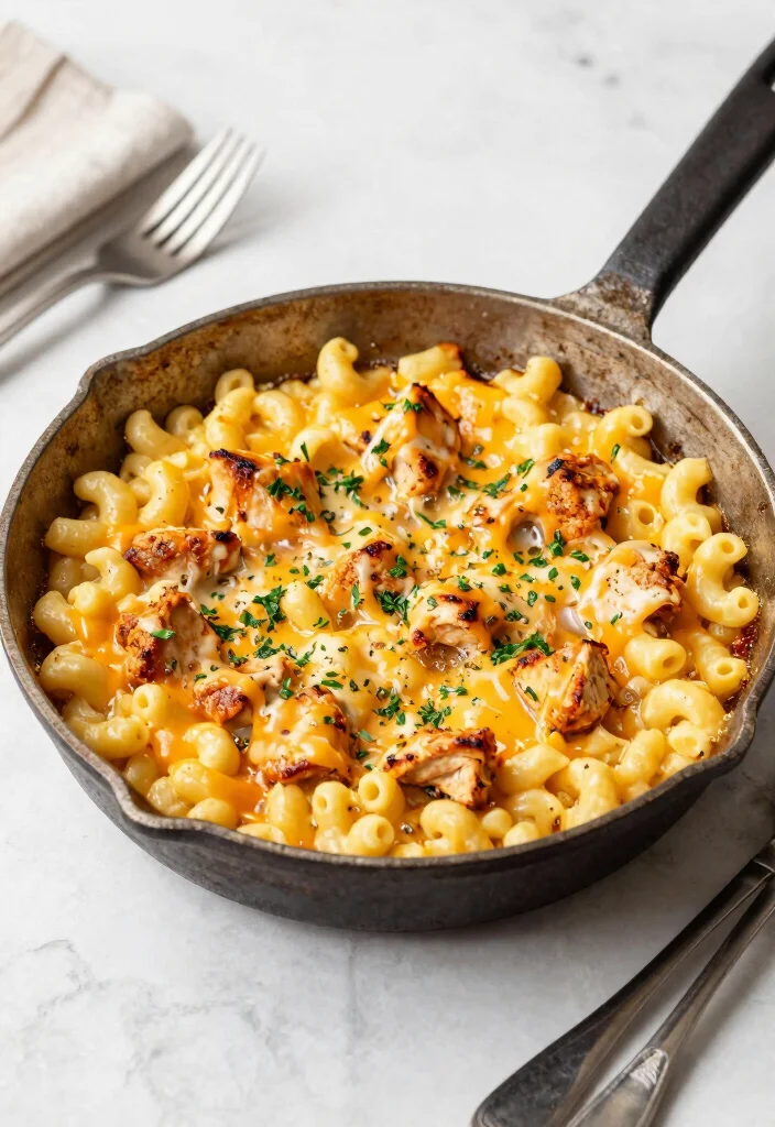 20 Buffalo Chicken Mac and Cheese Baked Recipes - 13. Buffalo Chicken Mac and Cheese Skillet Bake 1