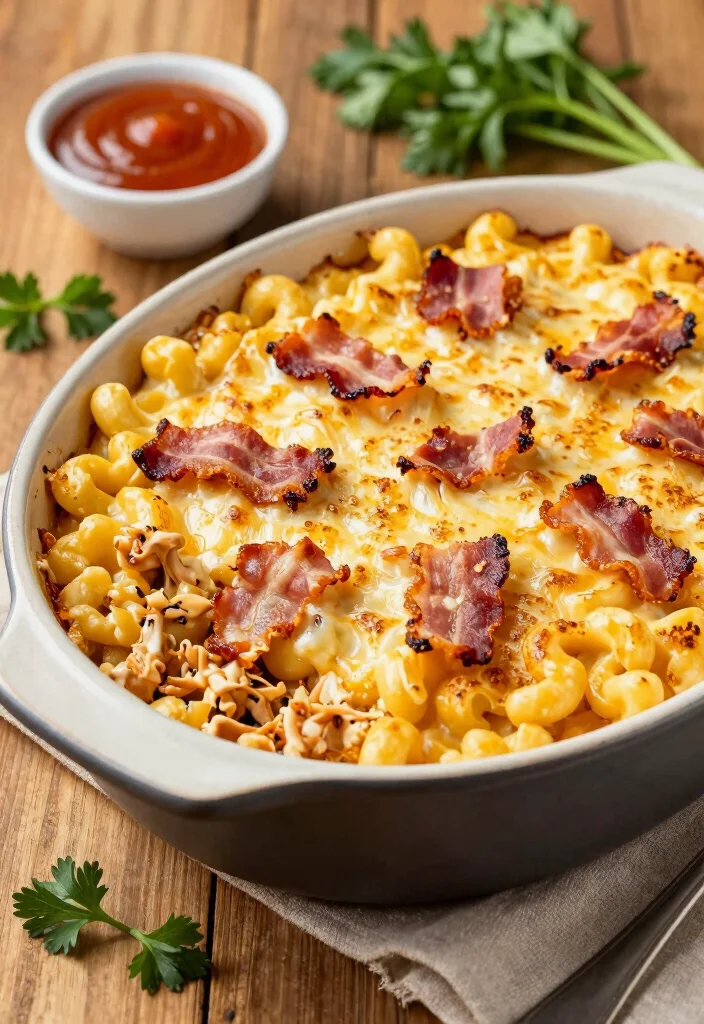 20 Buffalo Chicken Mac and Cheese Baked Recipes - 14. Buffalo Chicken Mac and Cheese Bake with Bacon 1