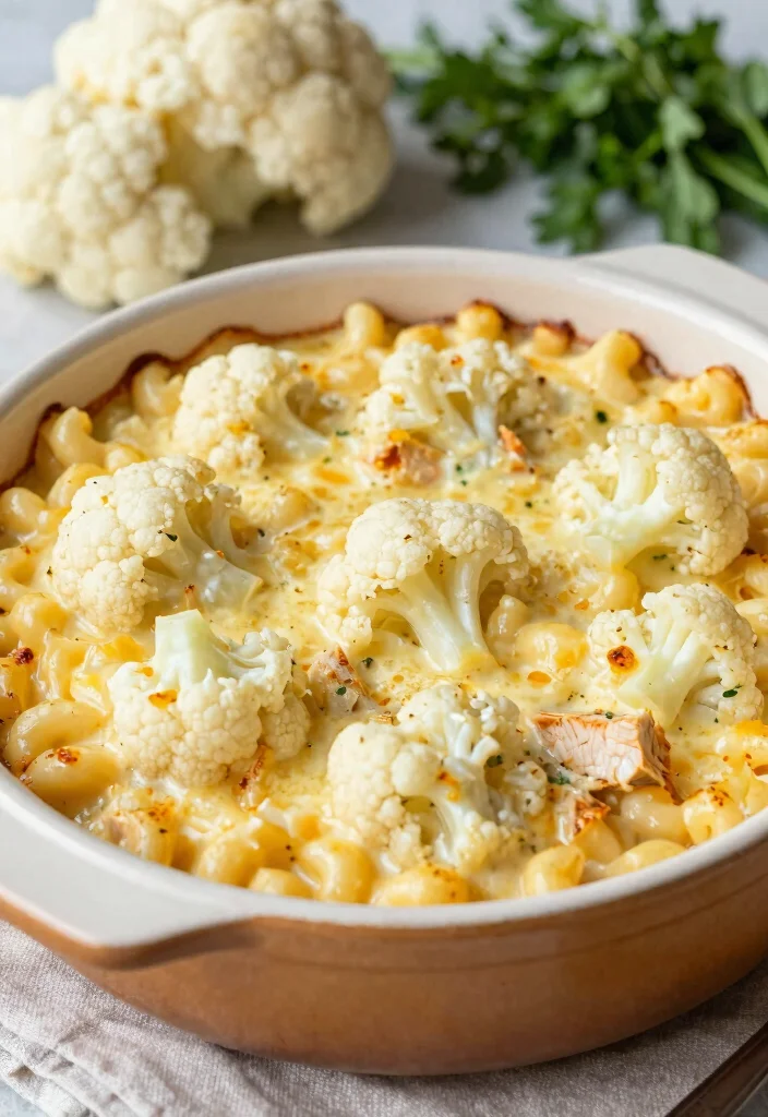 20 Buffalo Chicken Mac and Cheese Baked Recipes - 15. Buffalo Chicken Mac and Cheese Bake with Cauliflower 1