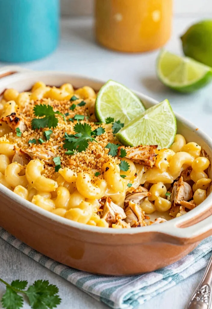 20 Buffalo Chicken Mac and Cheese Baked Recipes - 18. Buffalo Chicken Mac and Cheese Bake with Cilantro Lime 1