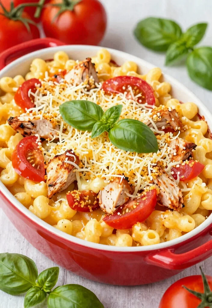 20 Buffalo Chicken Mac and Cheese Baked Recipes - 19. Cheesy Buffalo Chicken Mac and Cheese Bake with Tomato Basil 1