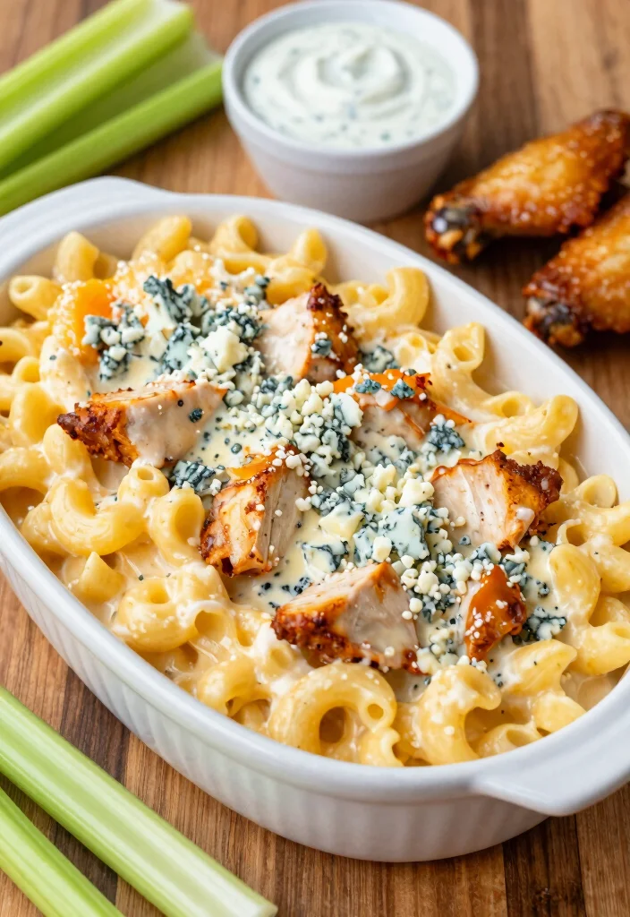 20 Buffalo Chicken Mac and Cheese Baked Recipes - 2. Buffalo Chicken Mac and Cheese with Blue Cheese Crumbles 1