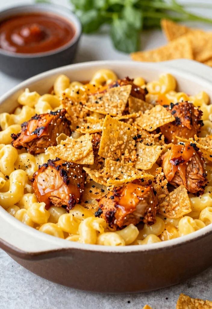 20 Buffalo Chicken Mac and Cheese Baked Recipes - 20. BBQ Buffalo Chicken Mac and Cheese Bake 1