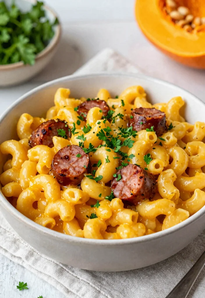 20 Butternut Squash Mac and Cheese Vegan Twists - 14. Butternut Squash Mac with Vegan Sausage 1