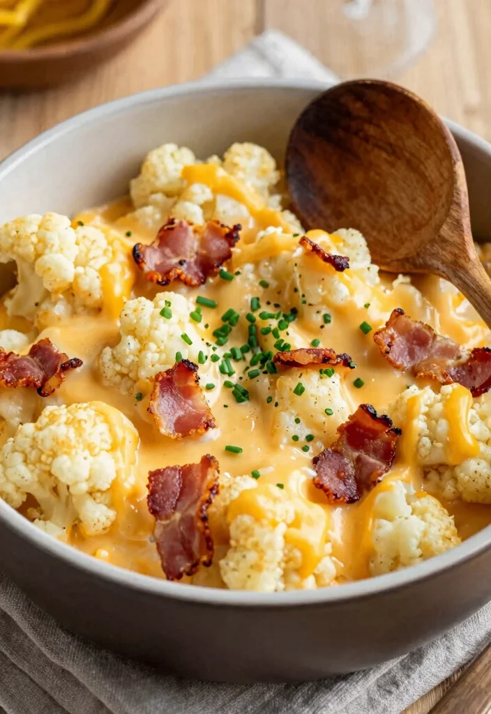 20 Cauliflower Mac and Cheese Recipes (Keto-Friendly) - 7. Bacon and Cheddar Cauliflower Mac 1