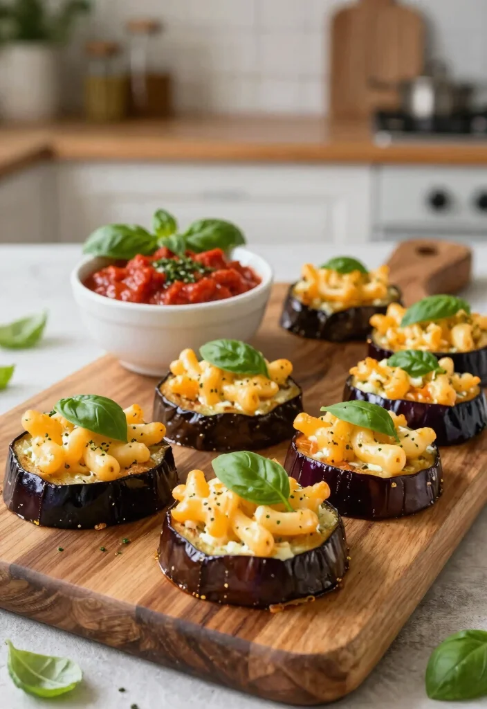 20 Mac and Cheese Bites Recipes (Party Perfect) - 14. Eggplant Parmesan Mac and Cheese Bites 1