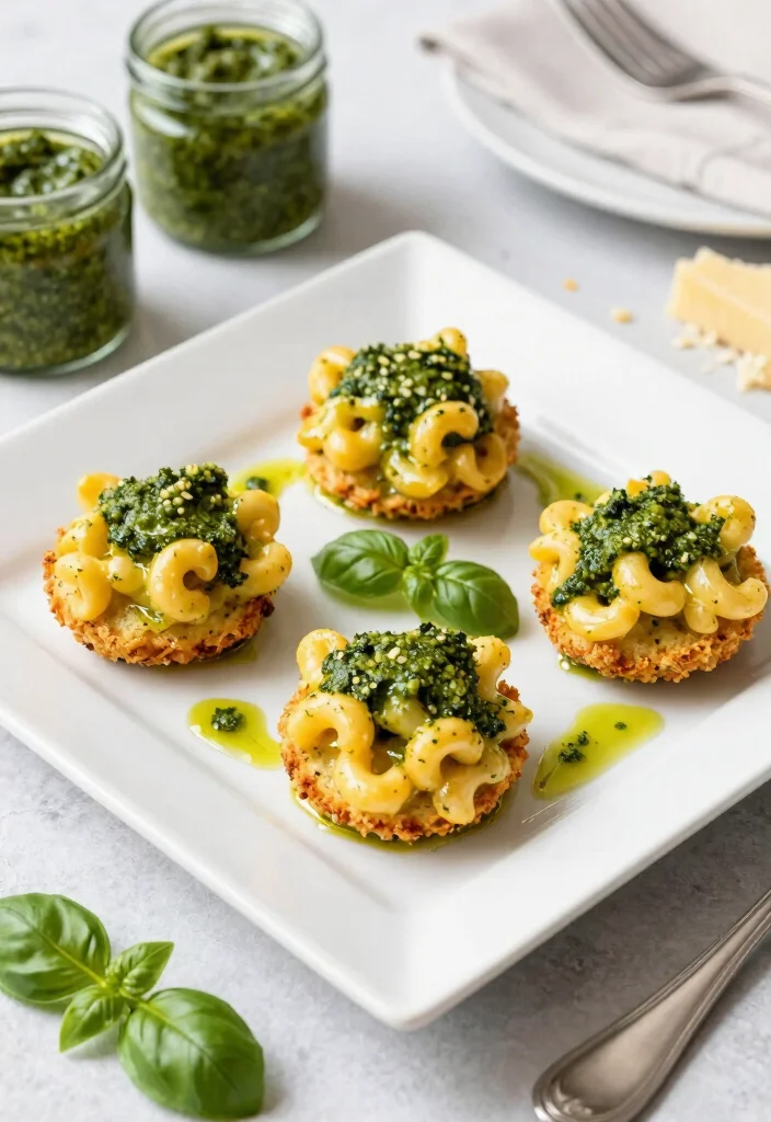 20 Mac and Cheese Bites Recipes (Party Perfect) - 5. Pesto Mac and Cheese Bites 1