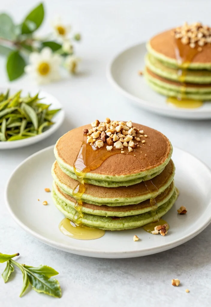 20 Pancake Recipes Without Eggs for Easy Eggless Breakfasts - 10. Matcha Pancakes 1