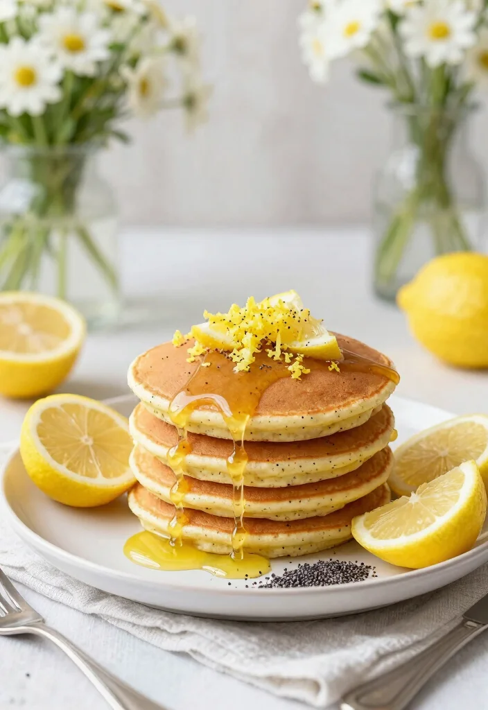 20 Pancake Recipes Without Eggs for Easy Eggless Breakfasts - 14. Lemon Poppy Seed Pancakes 1