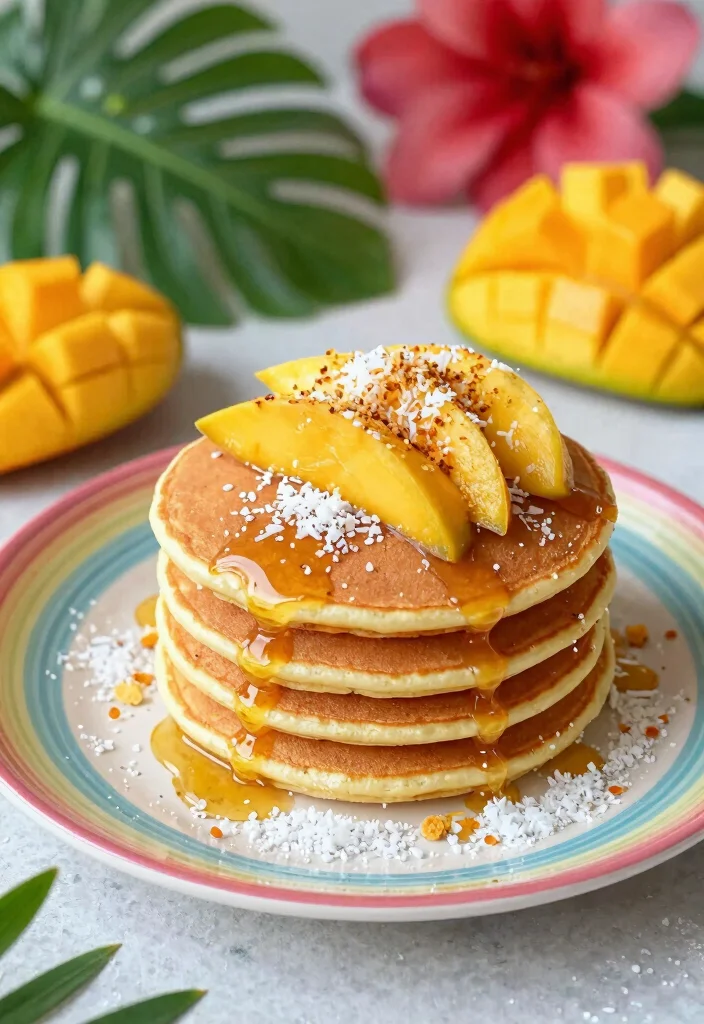 20 Pancake Recipes Without Eggs for Easy Eggless Breakfasts - 19. Mango Coconut Pancakes 1