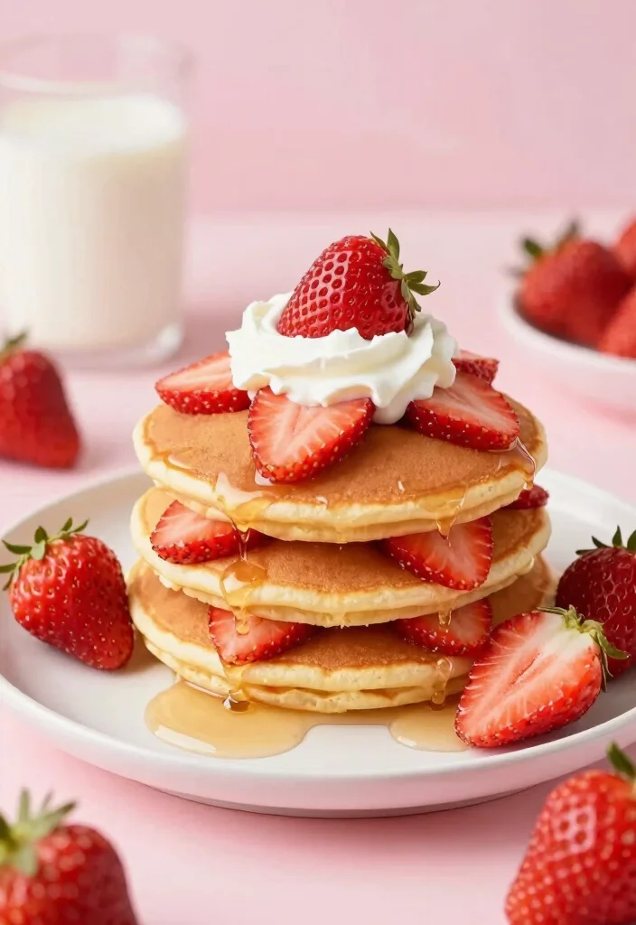 20 Pancake Recipes Without Eggs for Easy Eggless Breakfasts - 20. Strawberry Shortcake Pancakes 1