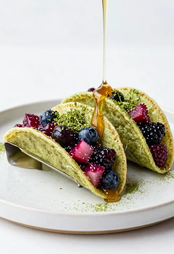 20 Pancake Taco Breakfast Recipes for Fun and Easy Meals - 13. Matcha Pancake Tacos with Berry Compote 1