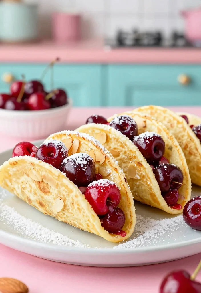 20 Pancake Taco Breakfast Recipes for Fun and Easy Meals - 17. Cherry Almond Pancake Tacos 1