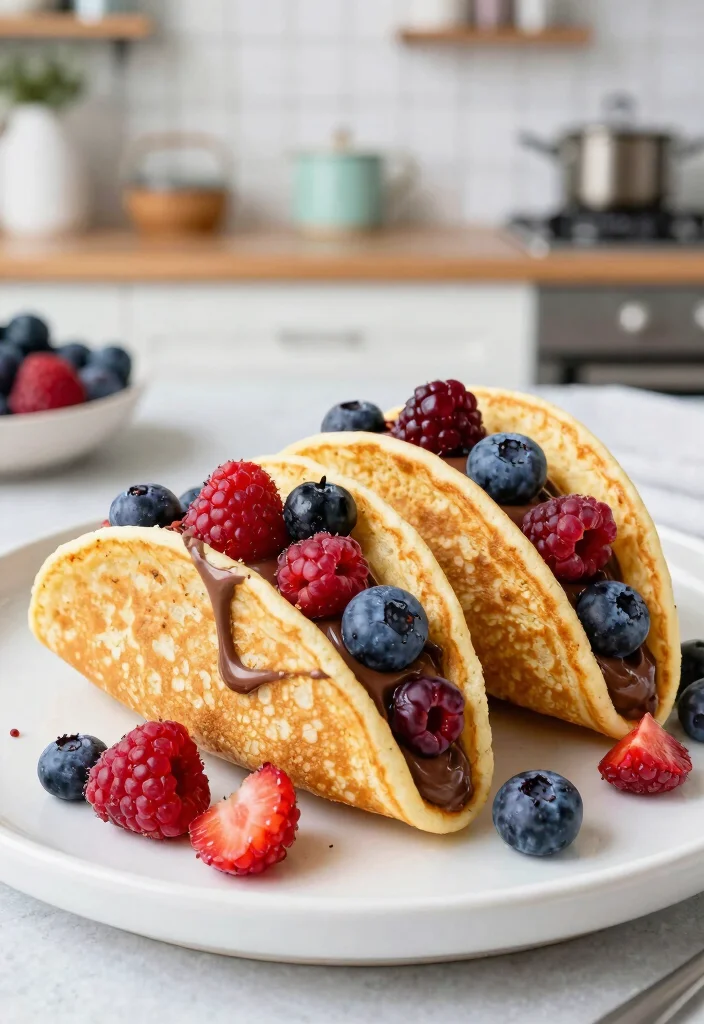 20 Pancake Taco Breakfast Recipes for Fun and Easy Meals - 20. Choco-Berry Pancake Tacos 1