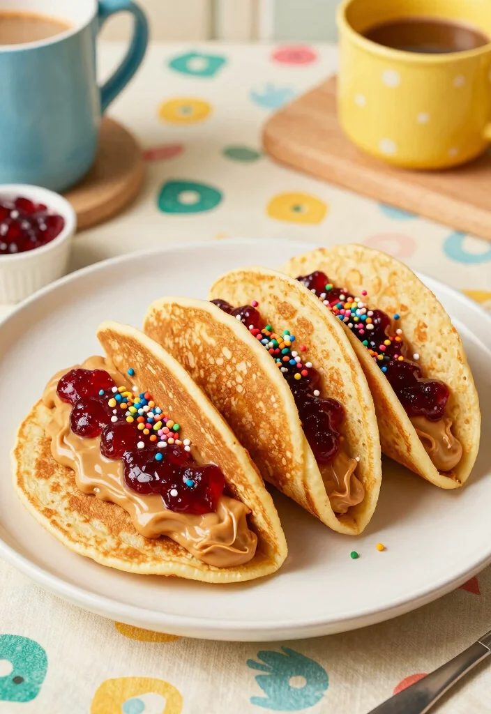 20 Pancake Taco Breakfast Recipes for Fun and Easy Meals - 3. Peanut Butter & Jelly Pancake Tacos 1